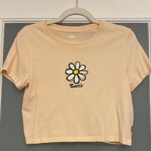 Levi's Beige Crop Top with Floral Design